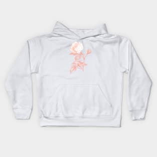 Pink Rose Flower Monochrome Illustration Kids Hoodie